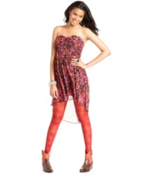 Pretty in print: from the sweetheart-style bodice to the floaty, high-low hem, feminine details define this colorful dress from Angie. Pretty in print: from the sweetheart-style bodice to the floaty, high-low hem, feminine details define this colorful dress from Angie.