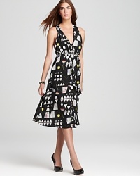 Mara Hoffman continues her reign of utterly unique prints and patterns with this tea length dress, edgy in a galactic-meets-geometric print. Mara Hoffman continues her reign of utterly unique prints and patterns with this tea length dress, edgy in a galactic-meets-geometric print.