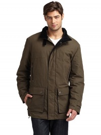 THE LOOKBreathable water and wind-resistant fabricCorduroy-lined stand collar with buckle accentZip and snap closureDual zip pocketsInner pocketsDual flap pocket with snap closuresZip-out removable liningDrawstring hemTHE FITAbout 32 from shoulder to hemTHE MATERIALCotton/polyester/nylonFully linedCARE & ORIGINDry cleanImported THE LOOKBreathable water and wind-resistant fabricCorduroy-lined stand collar with buckle accentZip and snap closureDual zip pocketsInner pocketsDual flap pocket with snap closuresZip-out removable liningDrawstring hemTHE FITAbout 32 from shoulder to hemTHE MATERIALCotton/polyester/nylonFully linedCARE & ORIGINDry cleanImported