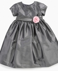 A dainty look for any big day. This adorable shantung dress from Marmellata gives her a sweet, floral look. A dainty look for any big day. This adorable shantung dress from Marmellata gives her a sweet, floral look.