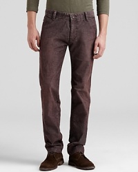 HUGO BOSS's five-pocket corduroy pants boast a slim fit and a timeless brown color with the perfect worn-in look. HUGO BOSS's five-pocket corduroy pants boast a slim fit and a timeless brown color with the perfect worn-in look.