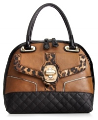 A classic perfect prêt-à-porter silhouette gets an edgy upgrade with leopard print accents, shiny golden hardware and quilted pattern detailing. Signature front lock adds extra allure, while plenty of pockets align the spacious interior. A classic perfect prêt-à-porter silhouette gets an edgy upgrade with leopard print accents, shiny golden hardware and quilted pattern detailing. Signature front lock adds extra allure, while plenty of pockets align the spacious interior.