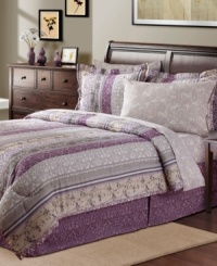 Prints charming. A mix of patterns in purple hues create a comforting oasis in the Norwood bedding ensemble. Arrives complete with coordinating sheeting featuring an allover wildflower print. Prints charming. A mix of patterns in purple hues create a comforting oasis in the Norwood bedding ensemble. Arrives complete with coordinating sheeting featuring an allover wildflower print.