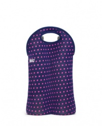 BUILT Neoprene Two Bottle Tote, Mini Dot, Navy BUILT Neoprene Two Bottle Tote, Mini Dot, Navy