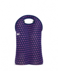 BUILT Neoprene Two Bottle Tote, Mini Dot, Navy