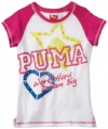 Puma - Kids Girls 7-16 Big Verbage Tee, White, Small