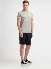 Woven cotton with comfortable drawstring waist and stripe detail on the sides.Side pocketsInseam, about 9CottonMachine washImported Woven cotton with comfortable drawstring waist and stripe detail on the sides.Side pocketsInseam, about 9CottonMachine washImported