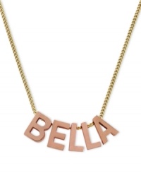 Beautiful. This pretty affirmation necklace from BCBGeneration features a Bella pendant in rose-gold tones. Chain crafted in gold tone mixed metal. Approximate length: 20 inches. Approximate drop: 1 inch. Beautiful. This pretty affirmation necklace from BCBGeneration features a Bella pendant in rose-gold tones. Chain crafted in gold tone mixed metal. Approximate length: 20 inches. Approximate drop: 1 inch.