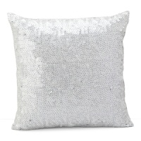 A luxe, decorative pillow covered in shimmering, translucent sequins. A luxe, decorative pillow covered in shimmering, translucent sequins.