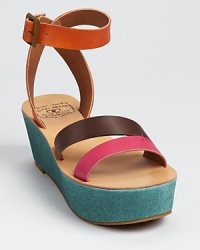 Lucky Brand hits two trends with one stone on the Garnet sandal--a color block design looks fresh on a flatform silhouette. Lucky Brand hits two trends with one stone on the Garnet sandal--a color block design looks fresh on a flatform silhouette.