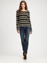 Pullover boatneck sweater in an Italian wool-rich silhouette with a multicolored stripe pattern and touch of texture. BoatneckLong sleevesWool/polyamide/viscose/acrylic/cotton/mohair/angoraDry cleanImported of Italian fabricModel shown is 5'10 (177cm) wearing US size Small. Pullover boatneck sweater in an Italian wool-rich silhouette with a multicolored stripe pattern and touch of texture. BoatneckLong sleevesWool/polyamide/viscose/acrylic/cotton/mohair/angoraDry cleanImported of Italian fabricModel shown is 5'10 (177cm) wearing US size Small.