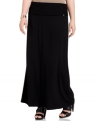 Embrace the chic comfort of Calvin Klein's plus size maxi skirt, featuring an elastic waist. Embrace the chic comfort of Calvin Klein's plus size maxi skirt, featuring an elastic waist.