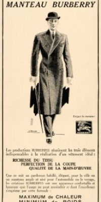 1935 Ad French Burberrys Trench Coat Men Bowler Paris - Original Print Ad 1935 Ad French Burberrys Trench Coat Men Bowler Paris - Original Print Ad