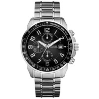 Guess Men's U15072G1 Silver Stainless-Steel Quartz Watch with Black Dial Guess Men's U15072G1 Silver Stainless-Steel Quartz Watch with Black Dial
