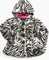 Fierce fashionista. Let her look run wild with this chic zebra-print coat from Hawke & Co.