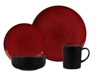 Gibson Novabella 16-Piece Reactive Stoneware Dinnerware Set, Burgundy Gibson Novabella 16-Piece Reactive Stoneware Dinnerware Set, Burgundy