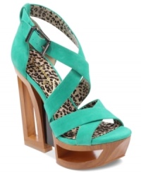 Bold and fun. Jessica Simpson's Thunder suede sandals feature a cutout platform that's so eye-catching and cool. Bold and fun. Jessica Simpson's Thunder suede sandals feature a cutout platform that's so eye-catching and cool.