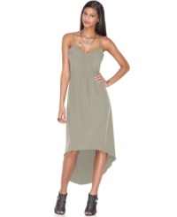 This dress from Bar III makes a dramatic statement with an asymmetrical hemline. Wear it day or night for a chic look. This dress from Bar III makes a dramatic statement with an asymmetrical hemline. Wear it day or night for a chic look.