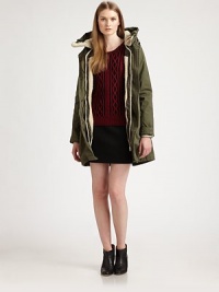 A utility-chic take on the classic parka, slightly elongated with soft faux shearling trim.Detachable hoodSnap-button placketZipper frontHidden drawstring waistFlap pocketsSplit back hemAbout 34 from shoulder to hemCottonDry cleanImportedModel shown is 5'10 (177cm) wearing US size Small. A utility-chic take on the classic parka, slightly elongated with soft faux shearling trim.Detachable hoodSnap-button placketZipper frontHidden drawstring waistFlap pocketsSplit back hemAbout 34 from shoulder to hemCottonDry cleanImportedModel shown is 5'10 (177cm) wearing US size Small.