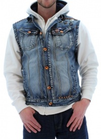 Akoo T.I. Fearless Denim Vest Jeans Jacket Distressed Stonewash Akoo T.I. Fearless Denim Vest Jeans Jacket Distressed Stonewash