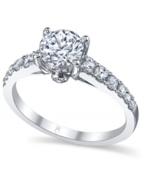 Tell a story with this symbolic style. This My Diamond Story engagement ring features a stunning, certified round-cut diamond at center with rows of smaller round-cut diamonds at the shoulders (2 ct. t.w.). Crafted in 18k white gold. Tell a story with this symbolic style. This My Diamond Story engagement ring features a stunning, certified round-cut diamond at center with rows of smaller round-cut diamonds at the shoulders (2 ct. t.w.). Crafted in 18k white gold.