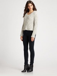 Lush angora, closely cropped and crafted in a fuzzy open knit.ScoopneckLong sleevesPullover styleAsymmetrical hem40% angora/40% wool/20% polyamideDry cleanImported Lush angora, closely cropped and crafted in a fuzzy open knit.ScoopneckLong sleevesPullover styleAsymmetrical hem40% angora/40% wool/20% polyamideDry cleanImported