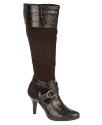 Strut your stuff with the eye-catching croc-embossed accents of the Lidia boot from NaturalSoul by Naturalizer. With a wide calf and wearable heel height, you don't have to sacrifice comfort. Strut your stuff with the eye-catching croc-embossed accents of the Lidia boot from NaturalSoul by Naturalizer. With a wide calf and wearable heel height, you don't have to sacrifice comfort.