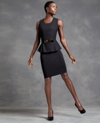 Alfani's petite dress is chic and on-trend with a sleek silhouette and a knockout peplum feature. Alfani's petite dress is chic and on-trend with a sleek silhouette and a knockout peplum feature.