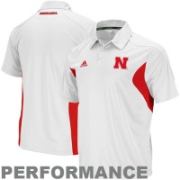 Nebraska Cornhuskers NCAA Adizero Mens Sideline Short Sleeve Polo Shirt, White Nebraska Cornhuskers NCAA Adizero Mens Sideline Short Sleeve Polo Shirt, White