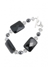 Barse Sterling Silver Sparkling Onyx Slab Bracelet Barse Sterling Silver Sparkling Onyx Slab Bracelet