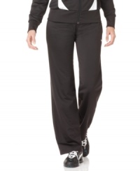 These track pants from Puma offer superior comfort; the embroidered logo at the hip lends iconic athletic style! These track pants from Puma offer superior comfort; the embroidered logo at the hip lends iconic athletic style!