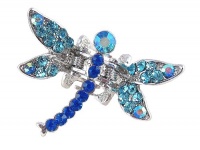 Hair Clip - H82 - Crystal Dragonfly - Med Size (1-3/4 x 1-1/4) ~ Aqua & Sapphire Blue (ap) Hair Clip - H82 - Crystal Dragonfly - Med Size (1-3/4 x 1-1/4) ~ Aqua & Sapphire Blue (ap)