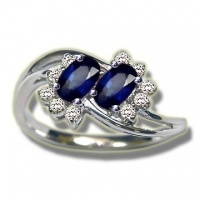 .18 ct Twin 5X3 Sapphire Ladies White Gold Ring Ring .18 ct Twin 5X3 Sapphire Ladies White Gold Ring Ring