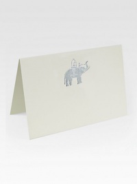 Tented place cards with a signature elephant motif engraved in gold metallic ink.Set of 12About 2.25 X 3.25Hand-engravedMade in USA Tented place cards with a signature elephant motif engraved in gold metallic ink.Set of 12About 2.25 X 3.25Hand-engravedMade in USA