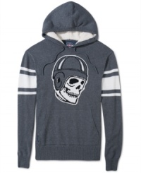 Your sporty gear never looked so edgy. This Ecko Unltd hoodie boasts an athletic design and a cool skull graphic print. Your sporty gear never looked so edgy. This Ecko Unltd hoodie boasts an athletic design and a cool skull graphic print.