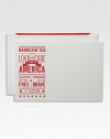 To America, with love. Nostalgia in the form of patriotic posters with iconic typography graces this set of 10 flat cards.Set of 10 cards and envelopesApprox. 4¼ X 6 Made in USA