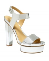 Chromed out platforms are the way to go. Rock the Fastlife by Nine West sandals with their chunky platform heel for a look that shines all night long. Chromed out platforms are the way to go. Rock the Fastlife by Nine West sandals with their chunky platform heel for a look that shines all night long.