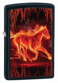 Zippo Matte Horse Flaming Lighter (Black, 5 1/2x 3 1/2-Cm) Zippo Matte Horse Flaming Lighter (Black, 5 1/2x 3 1/2-Cm)