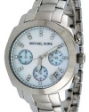 Michael Kors Watches Mother of Pearl Silver Chrono with Stones (Silver)