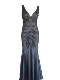 XSCAPE Women's Long Taffeta Ruched Beaded Dress-TAUPE-12 XSCAPE Women's Long Taffeta Ruched Beaded Dress-TAUPE-12