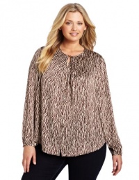 Jones New York Women's Plus-Size Pleated Round Neck Long Sleeve Blouse, Multi, 20W Jones New York Women's Plus-Size Pleated Round Neck Long Sleeve Blouse, Multi, 20W
