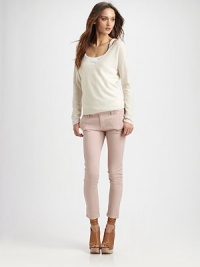 Casual-cool cashmere v-neck with long dolman sleeves and an alluring v-back. V-neckDropped shouldersLong dolman sleevesV-backCashmereDry cleanImportedModel shown is 5'11 (180cm) wearing US size Small. Casual-cool cashmere v-neck with long dolman sleeves and an alluring v-back. V-neckDropped shouldersLong dolman sleevesV-backCashmereDry cleanImportedModel shown is 5'11 (180cm) wearing US size Small.