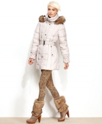 Betsey Johnson's sleek, faux-fur-trimmed parka gives you ski-bunny style that works whether you're on the slopes or the sidewalk!