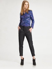Strategically placed zippers and cropped construction offset this wool-rich staple. Button closureZip flyZippered slash pocketsZippered cuffsSingle back besom pocketRise, about 11Inseam, about 2565% wool/21% polyester/14% polyamideDry cleanMade in ItalyModel shown is 5'10 (177cm) wearing US size 2. Strategically placed zippers and cropped construction offset this wool-rich staple. Button closureZip flyZippered slash pocketsZippered cuffsSingle back besom pocketRise, about 11Inseam, about 2565% wool/21% polyester/14% polyamideDry cleanMade in ItalyModel shown is 5'10 (177cm) wearing US size 2.