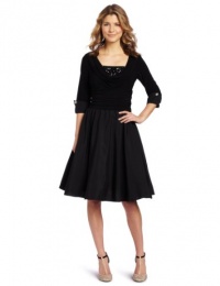 Jessica Howard Women's 1 Piece 3/4 Rhinestone Cuff Sleeve Embellished Drape Neck Ruched Waist Dress Jessica Howard Women's 1 Piece 3/4 Rhinestone Cuff Sleeve Embellished Drape Neck Ruched Waist Dress