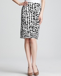 An ink blot print lends an optic pop to this Karen Kane pencil skirt. Team with a vibrant blouse for a modern approach to 9-to-5 style. An ink blot print lends an optic pop to this Karen Kane pencil skirt. Team with a vibrant blouse for a modern approach to 9-to-5 style.