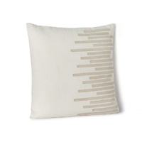 Soft ivory canvas adorned with appliqued strips of rich leather create chic modern style on this HUGO BOSS decorative pillow. Soft ivory canvas adorned with appliqued strips of rich leather create chic modern style on this HUGO BOSS decorative pillow.