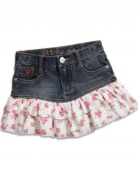 GUESS Kids Girls Little Girl Denim Skort, MEDIUM STONE (3T)