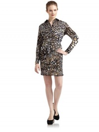 THE LOOKBold abstract animal printShirt collar Long sleeves with button cuffsFront buttonsDual patch pocketsRemovable tie-front beltShirttail hemIncludes adjustable camisole dressTHE FITAbout 36 from shoulder to hemTHE MATERIALDress and camisole: polyesterCARE & ORIGINDry cleanImportedModel shown is 5'11 (180cm) wearing US size Small.This item was originally available for purchase at Saks Fifth Avenue OFF 5TH stores. THE LOOKBold abstract animal printShirt collar Long sleeves with button cuffsFront buttonsDual patch pocketsRemovable tie-front beltShirttail hemIncludes adjustable camisole dressTHE FITAbout 36 from shoulder to hemTHE MATERIALDress and camisole: polyesterCARE & ORIGINDry cleanImportedModel shown is 5'11 (180cm) wearing US size Small.This item was originally available for purchase at Saks Fifth Avenue OFF 5TH stores.