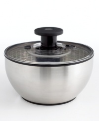 Take your greens for a spin and end up with crisp and delicious ingredients for amazing salads. Just press the patented pump to spin and the brake button to stop. The attractive stainless steel body also makes a great serving bowl! Lifetime warranty. Take your greens for a spin and end up with crisp and delicious ingredients for amazing salads. Just press the patented pump to spin and the brake button to stop. The attractive stainless steel body also makes a great serving bowl! Lifetime warranty.